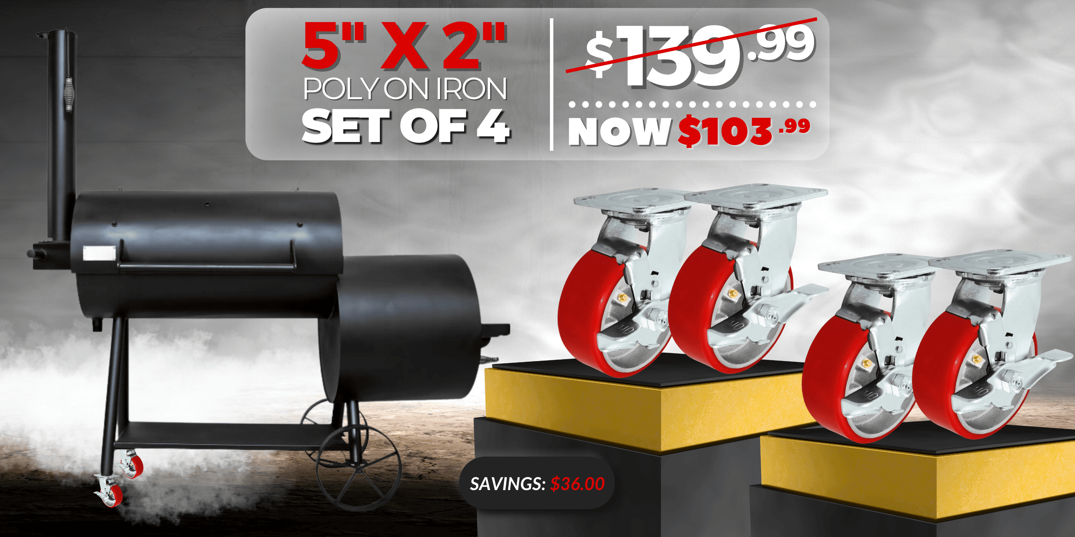 Upgrade your BBQ Shop Quality Casters Sets for Smokers & Pits Caster